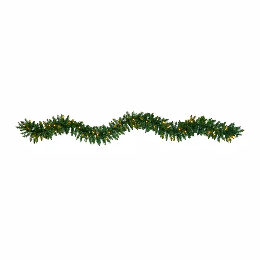 Nearly Natural 9 Ft. Battery Operated Pre-lit Artificial Christmas Pine Garland With 50 Warm White LED Lights 3 Nearly Natural 9 Ft. Battery Operated Pre-lit Artificial Christmas Pine Garland With 50 Warm White LED Lights