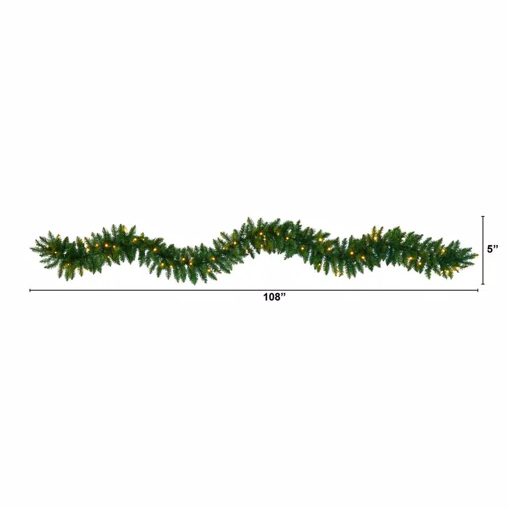 Nearly Natural 9 Ft. Battery Operated Pre-lit Artificial Christmas Pine Garland With 50 Warm White LED Lights 4 Nearly Natural 9 Ft. Battery Operated Pre-lit Artificial Christmas Pine Garland With 50 Warm White LED Lights - Image 2