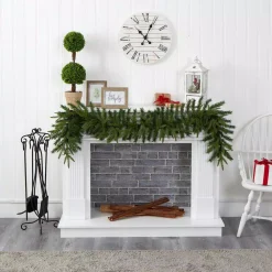 Nearly Natural 6 Ft. Battery Operated Pre-lit Green Pine Artificial Christmas Garland With 35 Clear LED Lights -Alpine Corporation Shop nearly natural christmas garland w1109 1f 1000