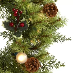 Nearly Natural 24 In. Pre-Lit Christmas Artificial Wreath With 50 White Warm Lights 7 Globe Bulbs Berries And Pine Cones 9 Nearly Natural 24 In. Pre-Lit Christmas Artificial Wreath With 50 White Warm Lights 7 Globe Bulbs Berries And Pine Cones -Alpine Corporation Shop nearly natural christmas wreaths 4456 4f 1000