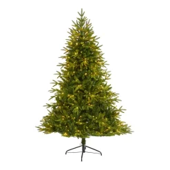 Nearly Natural 6.5 Ft. Pre-Lit Colorado Mountain Fir Natural Look Artificial Christmas Tree With 400 Clear LED Lights