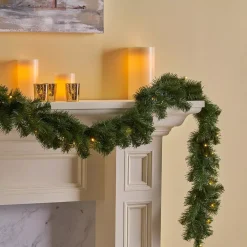 Noble House 9 Ft. Noble Fir Battery Operated Pre-Lit Clear LED Artificial Christmas Garland -Alpine Corporation Shop noble house christmas garland 54925 4f 1000