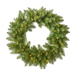 Noble House 24 In. Battery Operated Pre-Lit LED Artificial Christmas Wreath