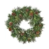 Noble House 24 In. Battery Operated Pre-Lit LED Artificial Christmas Wreath With Snowy Branches And Pinecones 2 Noble House 24 In. Battery Operated Pre-Lit LED Artificial Christmas Wreath With Snowy Branches And Pinecones -Alpine Corporation Shop noble house christmas wreaths 54831 64 1000