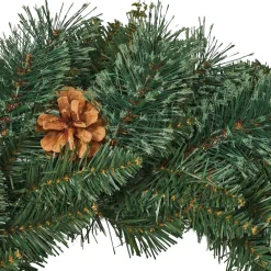Noble House 24 In. Green Battery Operated Pre-Lit Warm White LED Mixed Pine Artificial Christmas Wreath With Pine Cones -Alpine Corporation Shop noble house christmas wreaths 83579 4f 1000
