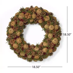 Noble House 18.5 In. Natural Brown Unlit Artificial Christmas Wreath With Pine Cones 10 Noble House 18.5 In. Natural Brown Unlit Artificial Christmas Wreath With Pine Cones -Alpine Corporation Shop noble house christmas wreaths 84046 1f 1000