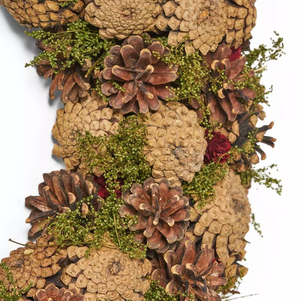 Noble House 18.5 In. Natural Brown Unlit Artificial Christmas Wreath With Pine Cones 5 Noble House 18.5 In. Natural Brown Unlit Artificial Christmas Wreath With Pine Cones - Image 3