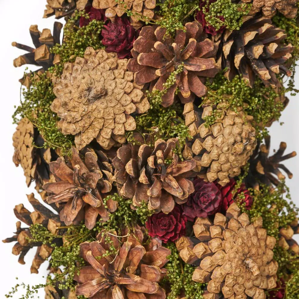 Noble House 18.5 In. Natural Brown Unlit Artificial Christmas Wreath With Pine Cones 4 Noble House 18.5 In. Natural Brown Unlit Artificial Christmas Wreath With Pine Cones - Image 2