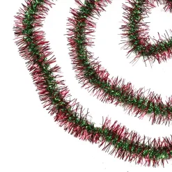 Northlight 50 Ft. Unlit Shiny Red And Green Spiral Center Christmas Tinsel Garland