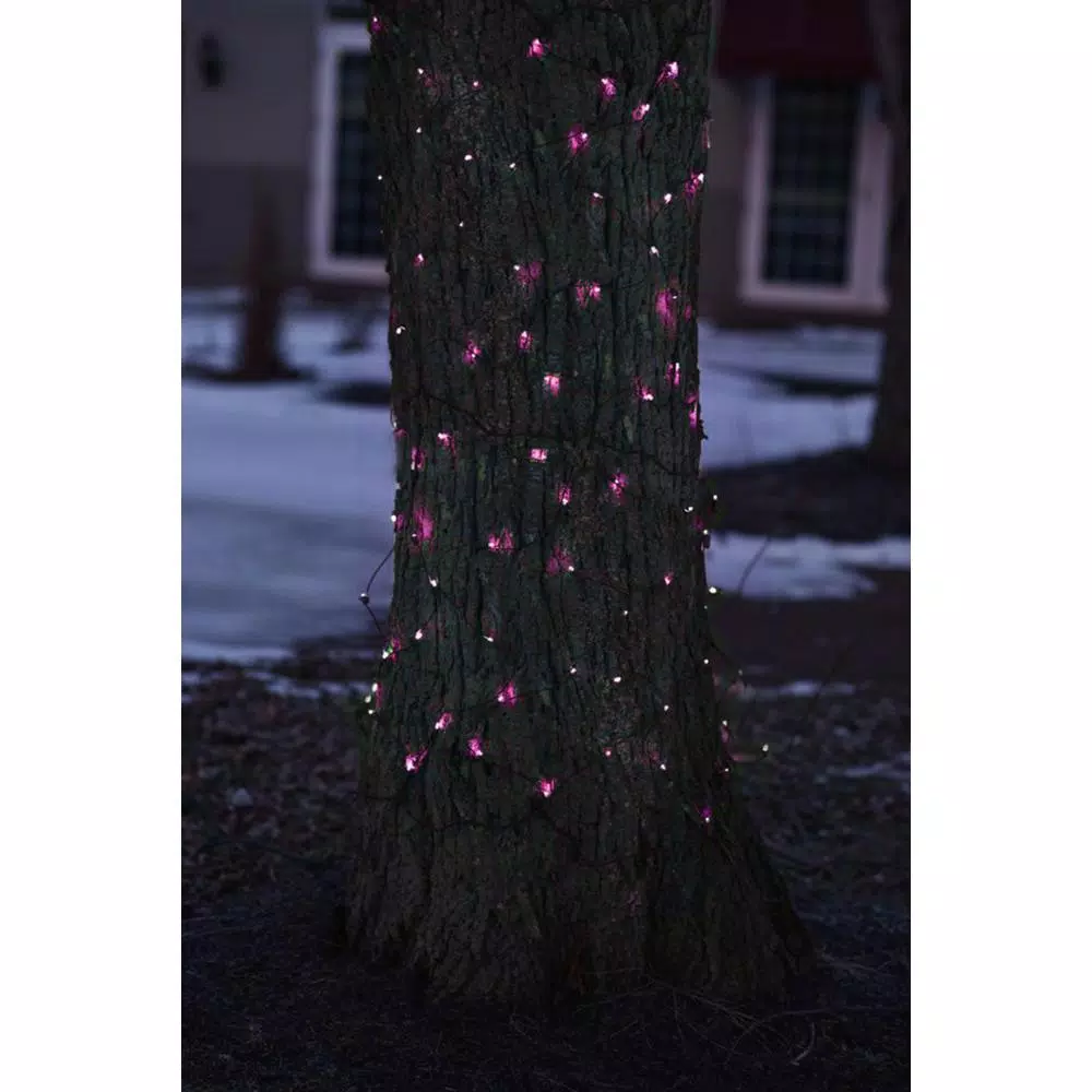 Northlight 2 Ft. X 8 Ft. Pink Mini Net Style Tree Trunk Wrap Christmas Lights With Brown Wire 5 Northlight 2 Ft. X 8 Ft. Pink Mini Net Style Tree Trunk Wrap Christmas Lights With Brown Wire - Image 3