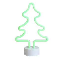 Northlight 11 In. Battery Operated Neon Style LED Green Christmas Tree Table Light