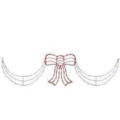 Northlight 155-Light 3-Piece Lighted Red And White Bow And Swag Christmas Decoration
