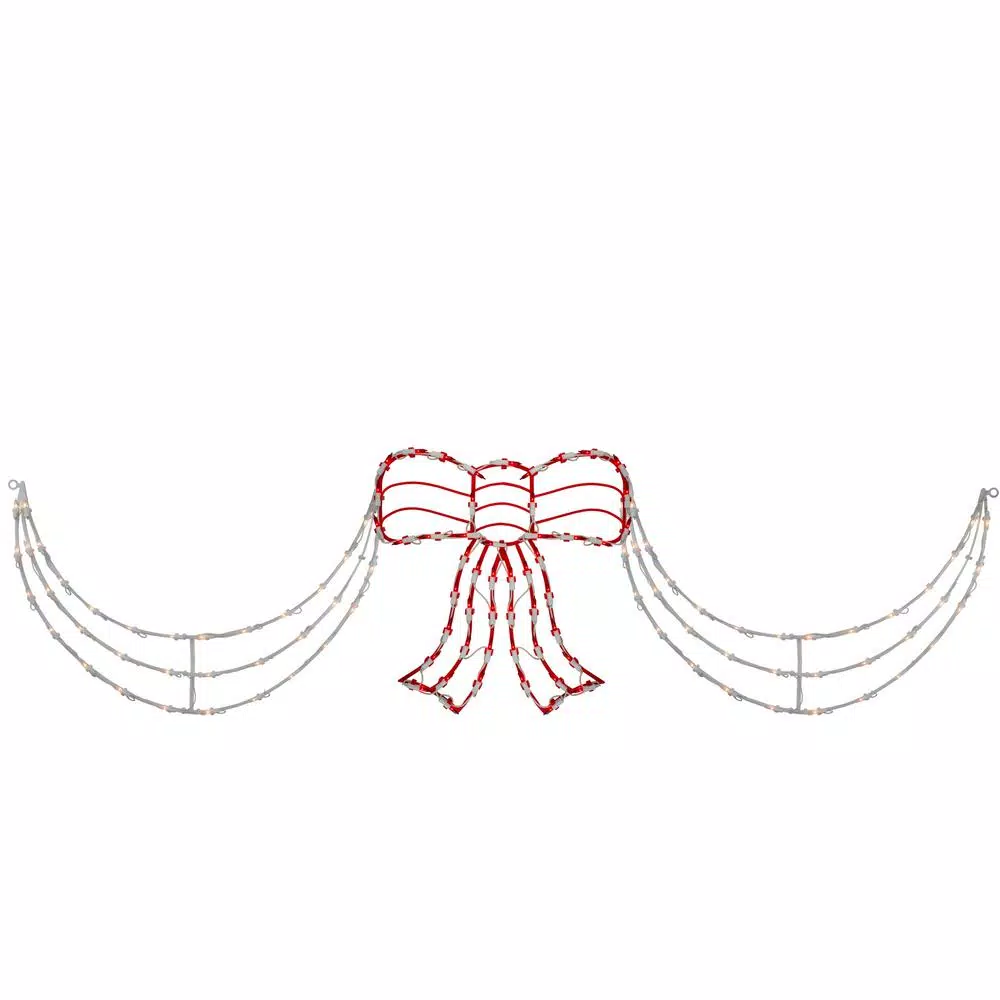 Northlight 155-Light 3-Piece Lighted Red And White Bow And Swag Christmas Decoration 3 Northlight 155-Light 3-Piece Lighted Red And White Bow And Swag Christmas Decoration