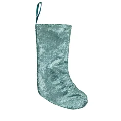 Northlight 17.5 In. Aqua Blue Polyester Paillette Sequins Hanging Christmas Stocking