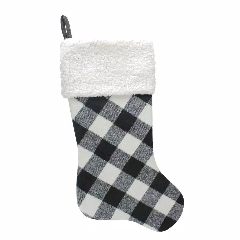 Northlight 23 In. Black And White Polyester Rustic Checkered Christmas Stocking 3 Northlight 23 In. Black And White Polyester Rustic Checkered Christmas Stocking