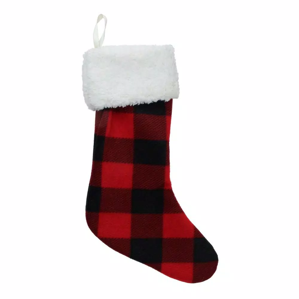 Northlight 18 In. Black And Red Buffalo Plaid Velvet Christmas Stocking With Sherpa Cuff 3 Northlight 18 In. Black And Red Buffalo Plaid Velvet Christmas Stocking With Sherpa Cuff