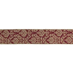 Northlight 2.5 In. X 16 Yds. Burgundy And Gold Damask Christmas Wired Craft Ribbon