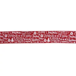 Northlight 2.5 In. X 16 Yds. Red And White Merry Christmas Design Wired Craft Ribbon