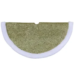 Northlight 20 In. Gold Glittered Mini Christmas Tree Skirt With Faux Fur Trim