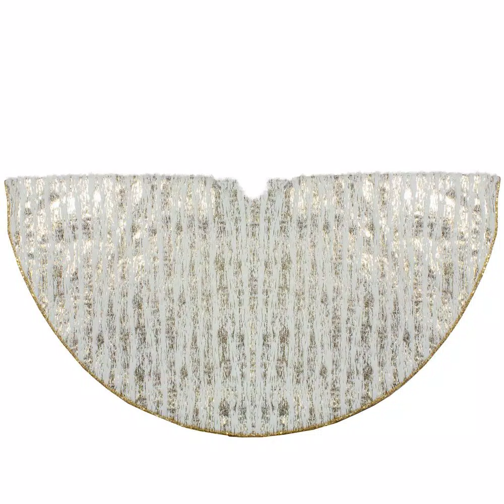 Northlight 48 In. White And Gold Wood Grain Pattern Christmas Tree Skirt 3 Northlight 48 In. White And Gold Wood Grain Pattern Christmas Tree Skirt