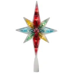 Northlight 10.75 In. Multi-Color Faceted Star Of Bethlehem Christmas Tree Topper – Clear Lights