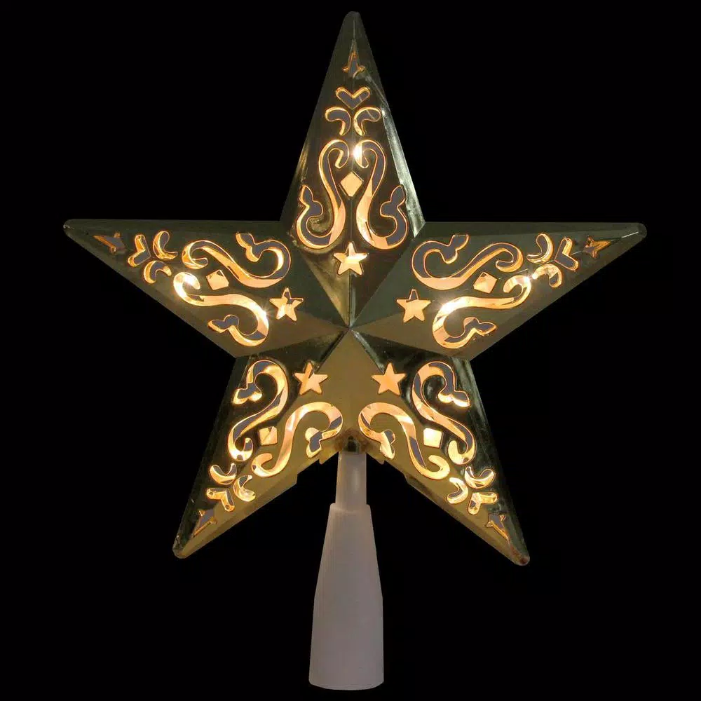 Northlight 8.5 In. Gold Star Cut-Out Design Christmas Tree Topper – Clear Lights 4 Northlight 8.5 In. Gold Star Cut-Out Design Christmas Tree Topper – Clear Lights - Image 2