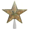 Northlight 8.5 In. Gold Glitter Star Cut-Out Design Christmas Tree Topper – Clear Lights