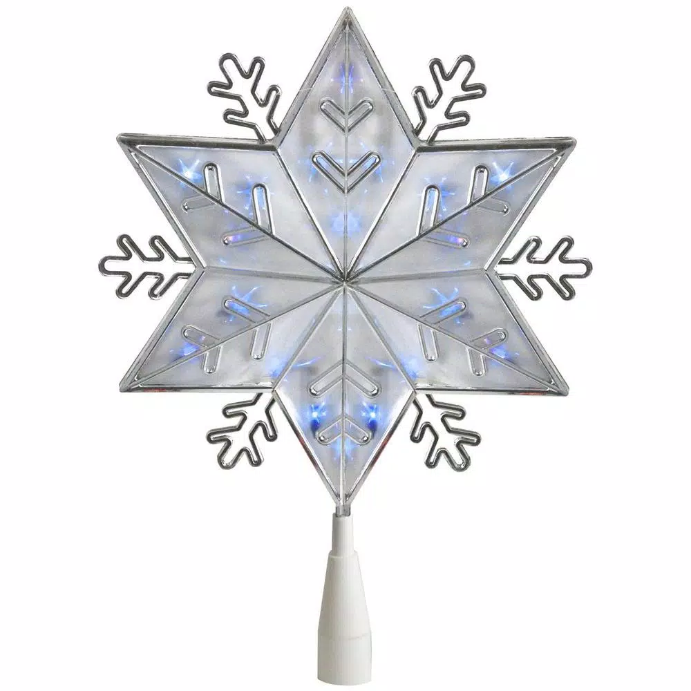 Northlight 10 In. Silver 8-Point Snowflake Christmas Tree Topper – Blue Lights 3 Northlight 10 In. Silver 8-Point Snowflake Christmas Tree Topper – Blue Lights