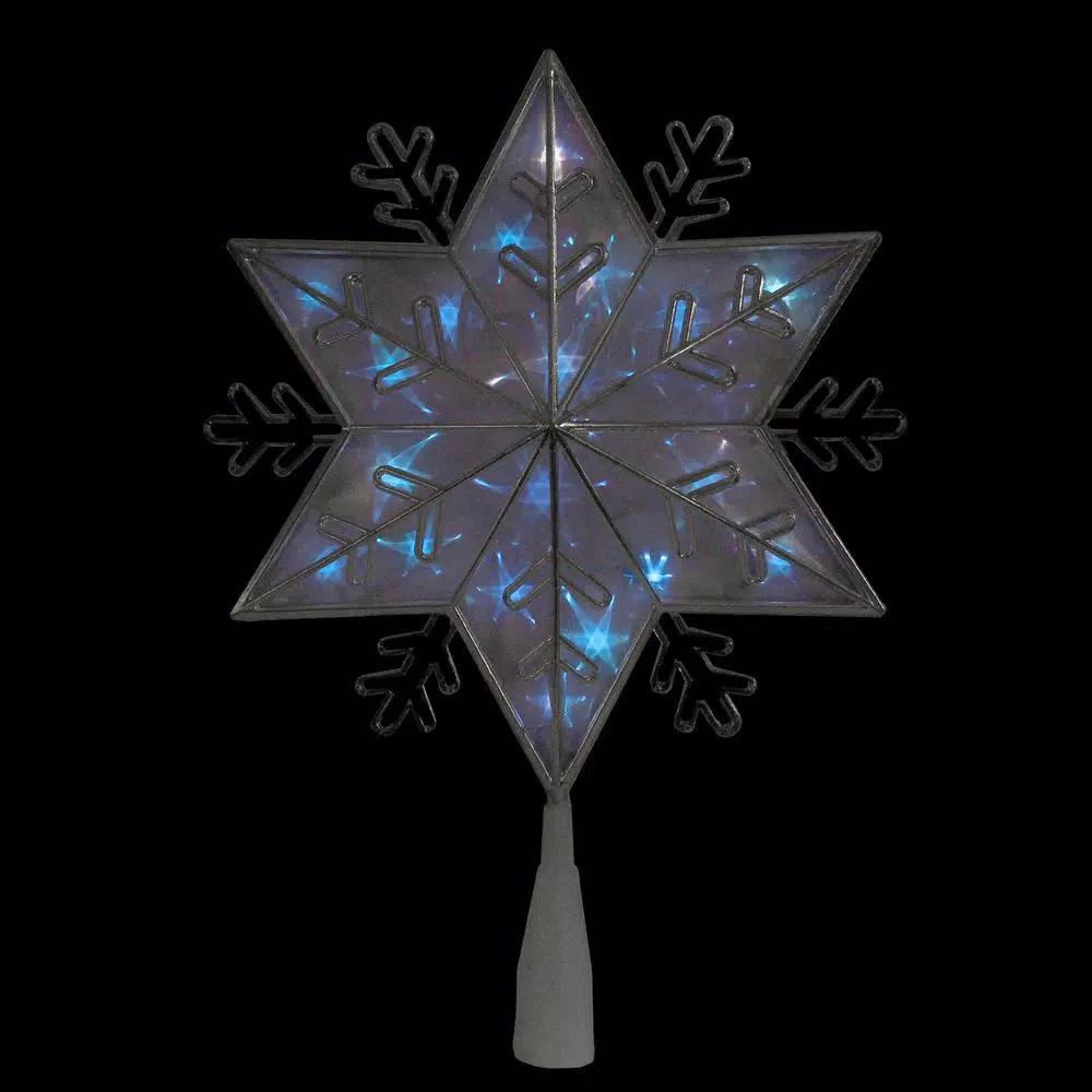 Northlight 10 In. Silver 8-Point Snowflake Christmas Tree Topper – Blue Lights 4 Northlight 10 In. Silver 8-Point Snowflake Christmas Tree Topper – Blue Lights - Image 2