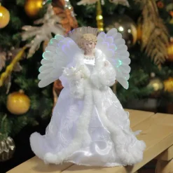 Northlight 13 In. Lighted B/O Fiber Optic Angel With White Gown Christmas Tree Topper -Alpine Corporation Shop northlight christmas tree toppers 32606676 4f 1000