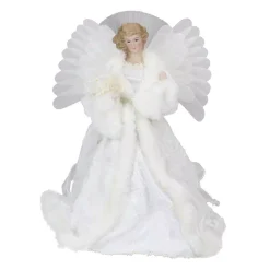 Northlight 13 In. Lighted B/O Fiber Optic Angel With White Gown Christmas Tree Topper