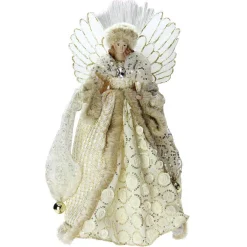 Northlight 16 In. Lighted B/O Fiber Optic Angel In Golden Sequined Gown Christmas Tree Topper