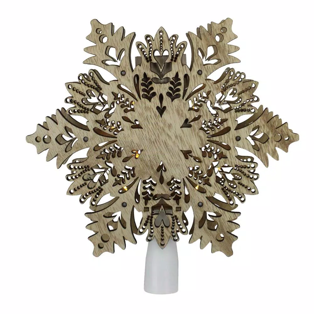 Northlight 8.5 In. Lighted Battery Operated Wooden Snowflake Christmas Tree Topper With Clear Lights 3 Northlight 8.5 In. Lighted Battery Operated Wooden Snowflake Christmas Tree Topper With Clear Lights