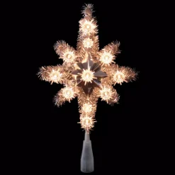 Northlight 11 In. Silver Tinsel Star Of Bethlehem Christmas Tree Topper In Clear Lights