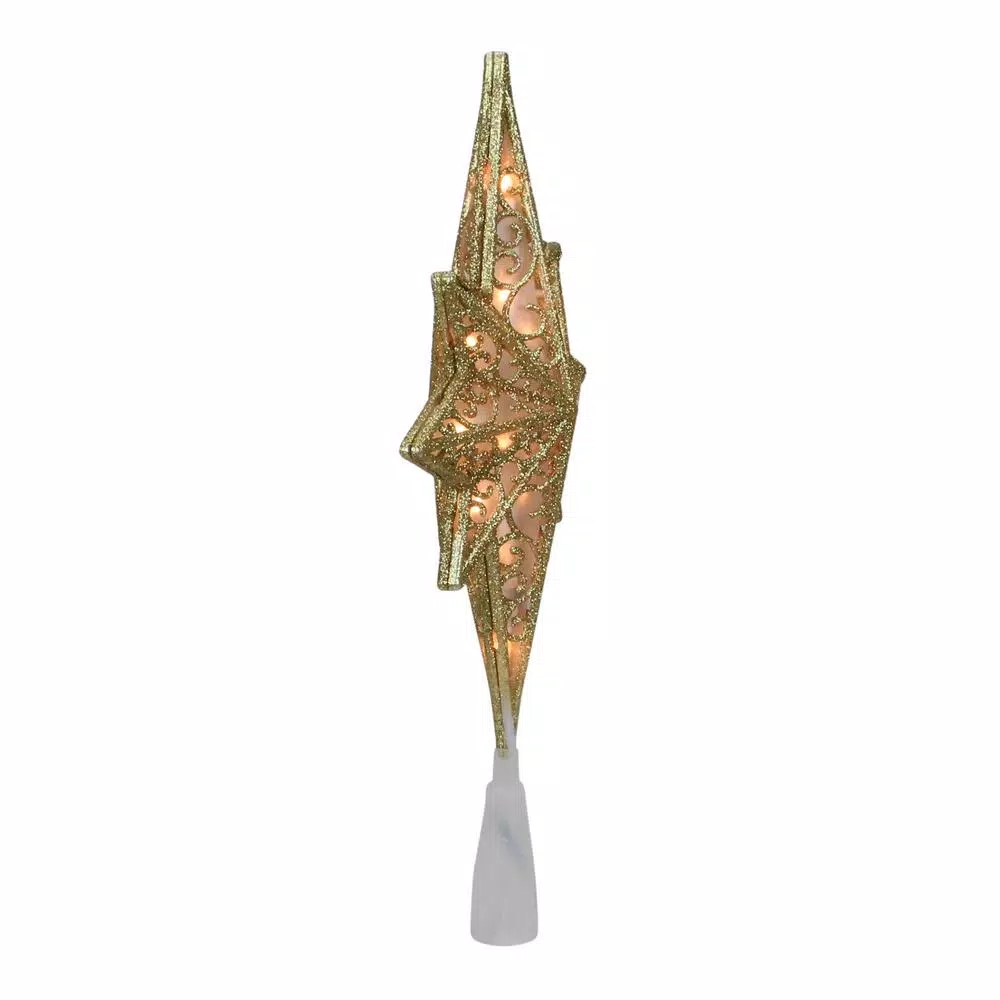 Northlight 10 In. Frosted Star Of Bethlehem With Gold Scrolling Christmas Tree Topper In Clear Lights 5 Northlight 10 In. Frosted Star Of Bethlehem With Gold Scrolling Christmas Tree Topper In Clear Lights - Image 3