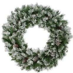 Northlight 36 In. Flocked Angel Pine With Pine Cones Artificial Christmas Wreath