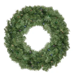 Northlight 24 In. Pre-Lit LED Canadian Pine Artificial Christmas Wreath With Multi-Color Lights