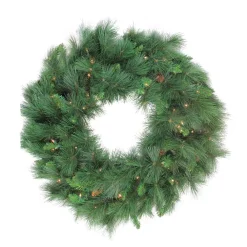 Northlight 48 In. PreLlit White Valley Pine Artificial Christmas Wreath With Clear Lights