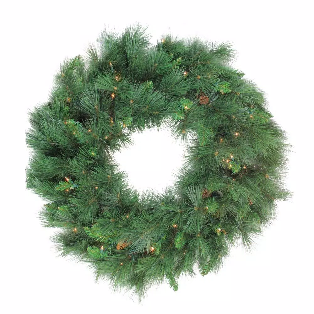 Northlight 48 In. PreLlit White Valley Pine Artificial Christmas Wreath With Clear Lights 3 Northlight 48 In. PreLlit White Valley Pine Artificial Christmas Wreath With Clear Lights