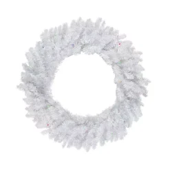 Northlight 30 In. Battery Operated Pre-Lit LED Artificial Christmas Wreath With Multi-Lights In Snow White