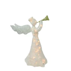 Northlight 29 In. Christmas Lighted Tinsel Trumpeting Angel Outdoor Decoration