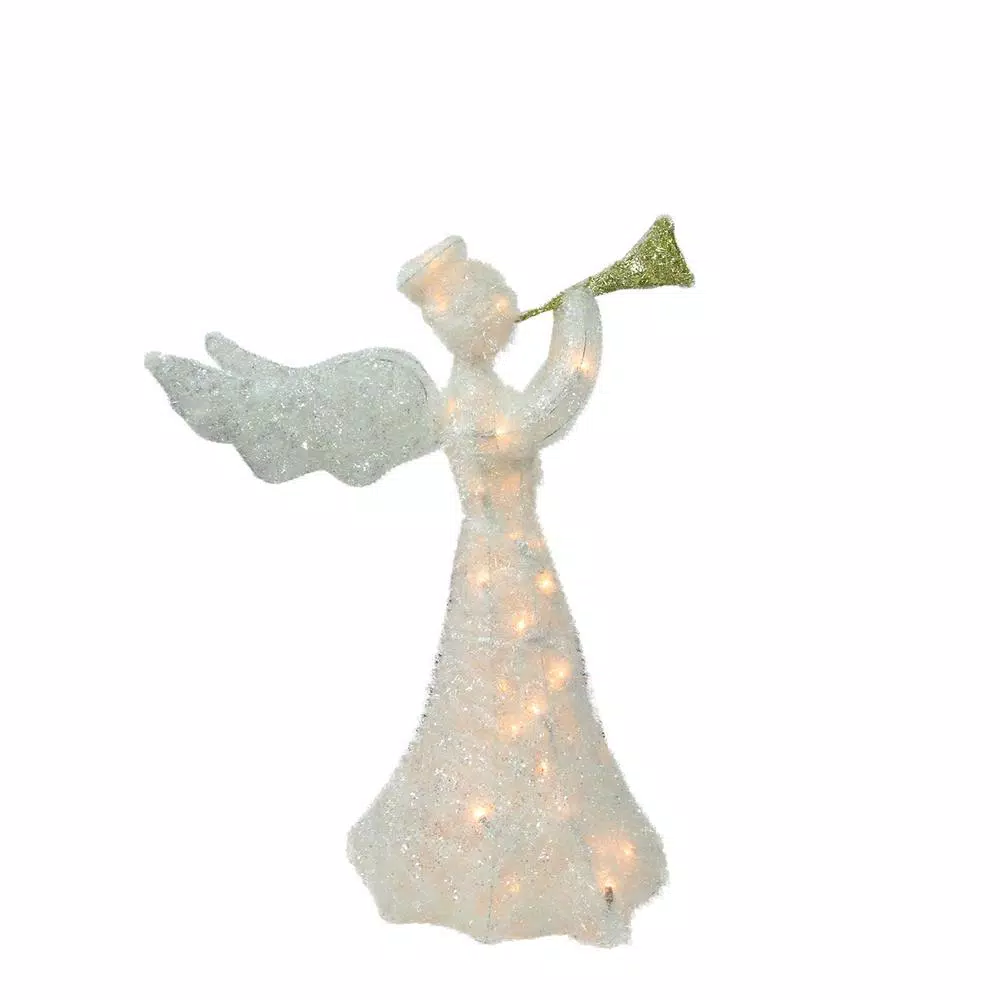 Northlight 29 In. Christmas Lighted Tinsel Trumpeting Angel Outdoor Decoration 3 Northlight 29 In. Christmas Lighted Tinsel Trumpeting Angel Outdoor Decoration