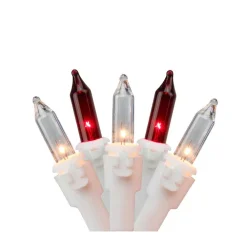 Northlight 50-Light Red And Clear Mini Window Curtain Icicle Christmas Lights With White Wire