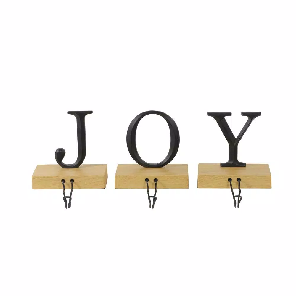 Northlight 6 In. Metal And Wood Joy Weighted Christmas Stocking Holder (Set Of 3) 3 Northlight 6 In. Metal And Wood Joy Weighted Christmas Stocking Holder (Set Of 3)