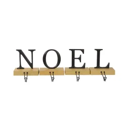 Northlight 6 In. Metal And Wood Noel Christmas Stocking Holder (Set Of 4)