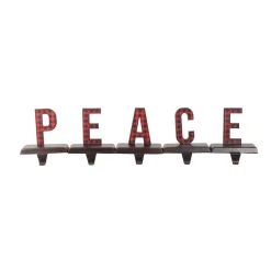 Northlight 6 In. Black And Red Buffalo Plaid Peace Christmas Stocking Holders (Set Of 5)