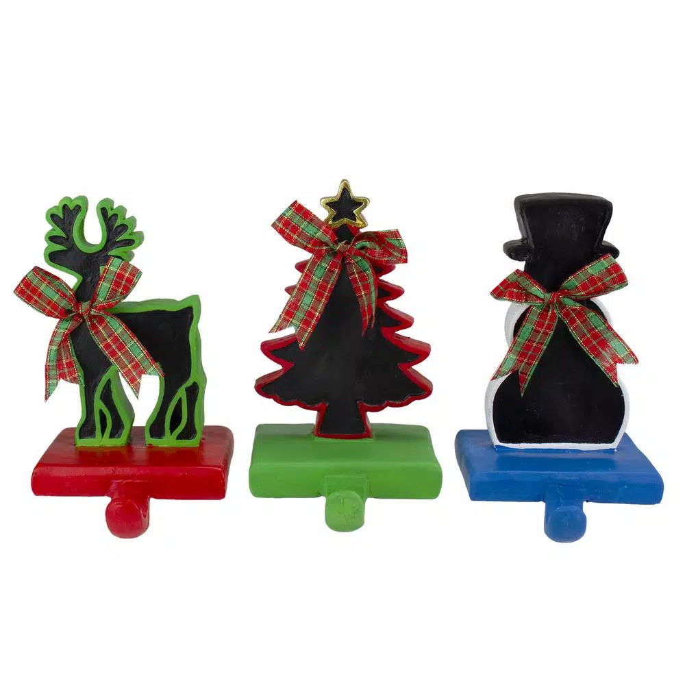 Northlight 7 In. Reindeer Tree And Snowman With Chalkboard Christmas Stocking Holders (Set Of 3) 3 Northlight 7 In. Reindeer Tree And Snowman With Chalkboard Christmas Stocking Holders (Set Of 3)