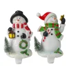 Northlight 7.25 In. Glitter Dusted Snowman Christmas Stocking Holders (Set Of 2)