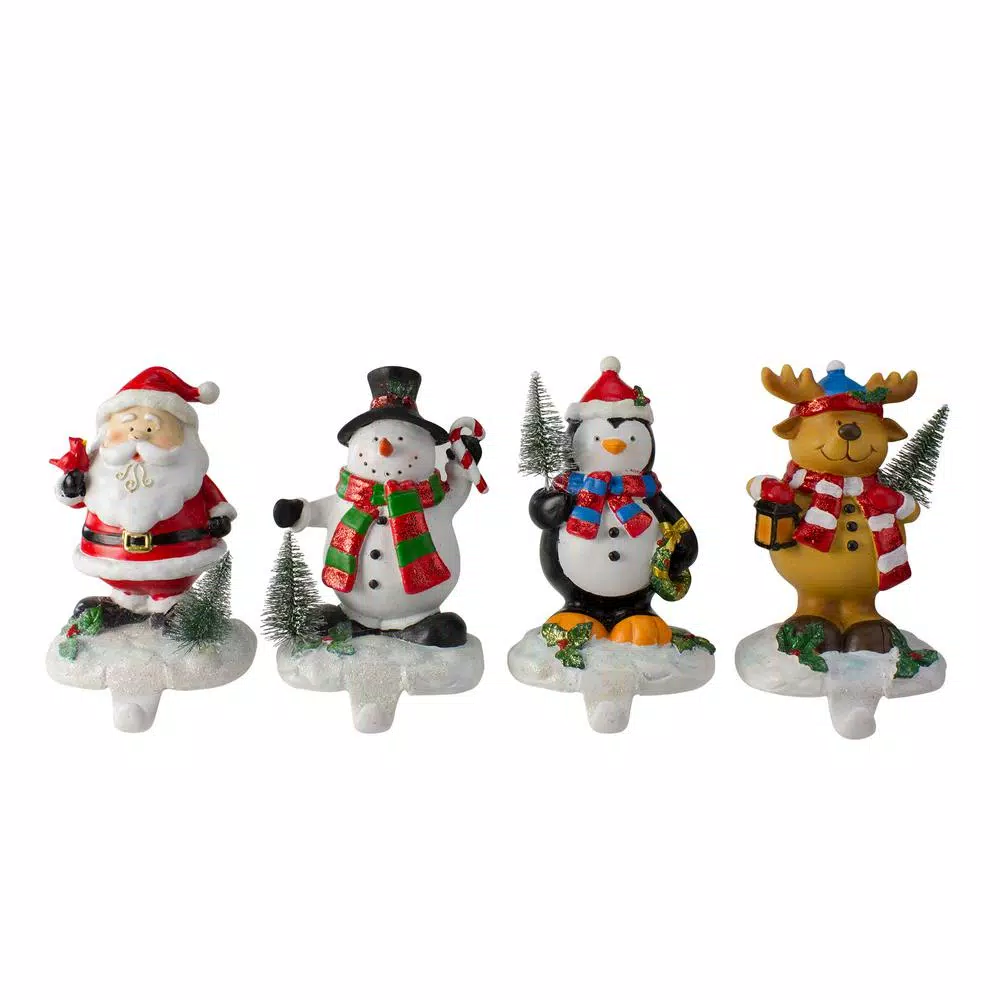 Northlight 5.75 In. Plastic Santa Snowman Penguin And Reindeer Christmas Stocking Holders (Set Of 4) 3 Northlight 5.75 In. Plastic Santa Snowman Penguin And Reindeer Christmas Stocking Holders (Set Of 4)