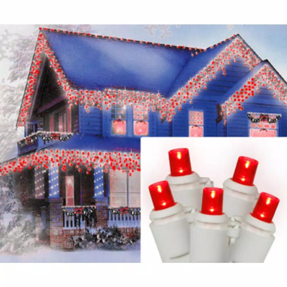 Sienna 70-Light LED Red Wide Angle Icicle Christmas Lights With White Wire 3 Sienna 70-Light LED Red Wide Angle Icicle Christmas Lights With White Wire